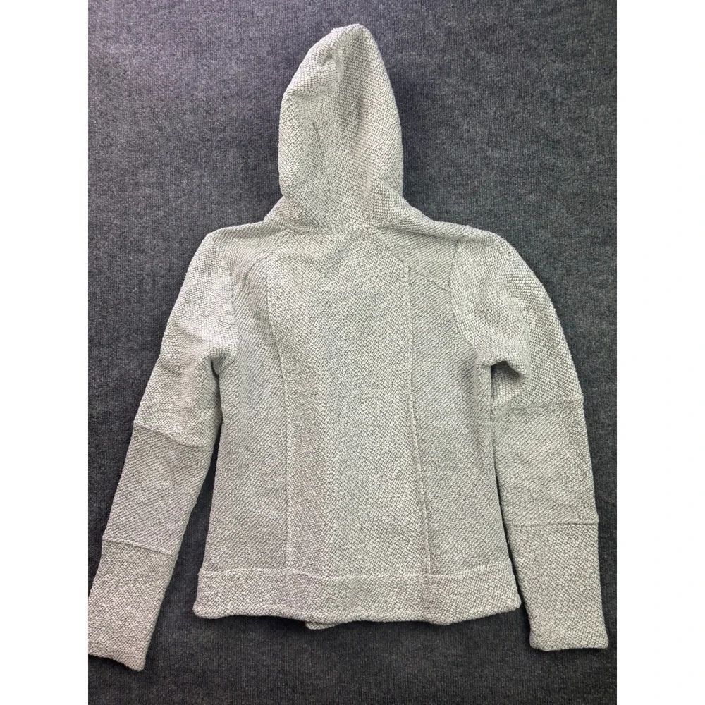 Lucky Brand Hoodie Womens Large Grey Marled Asymmetric Zip Textured Knit Jacket